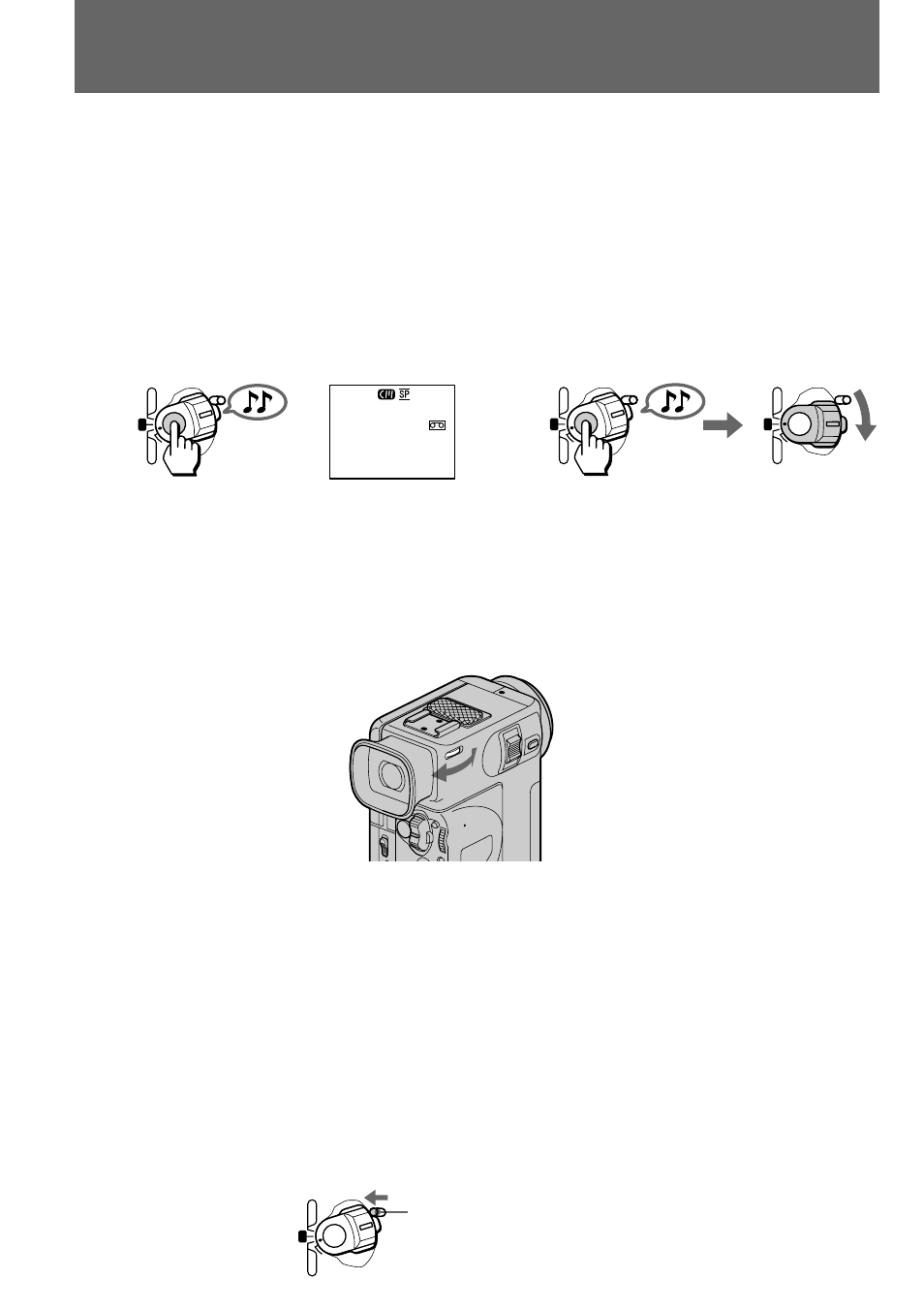 Camera recording, A] [b, Grabación con la cámara | Para detener la grabación momentáneamente [a, Para finalizar la grabación [b, Para enfocar el objetivo del visor electrónico, Lock knob/ pestillo de bloqueo | Nikon DCR-PC10 User Manual | Page 14 / 124