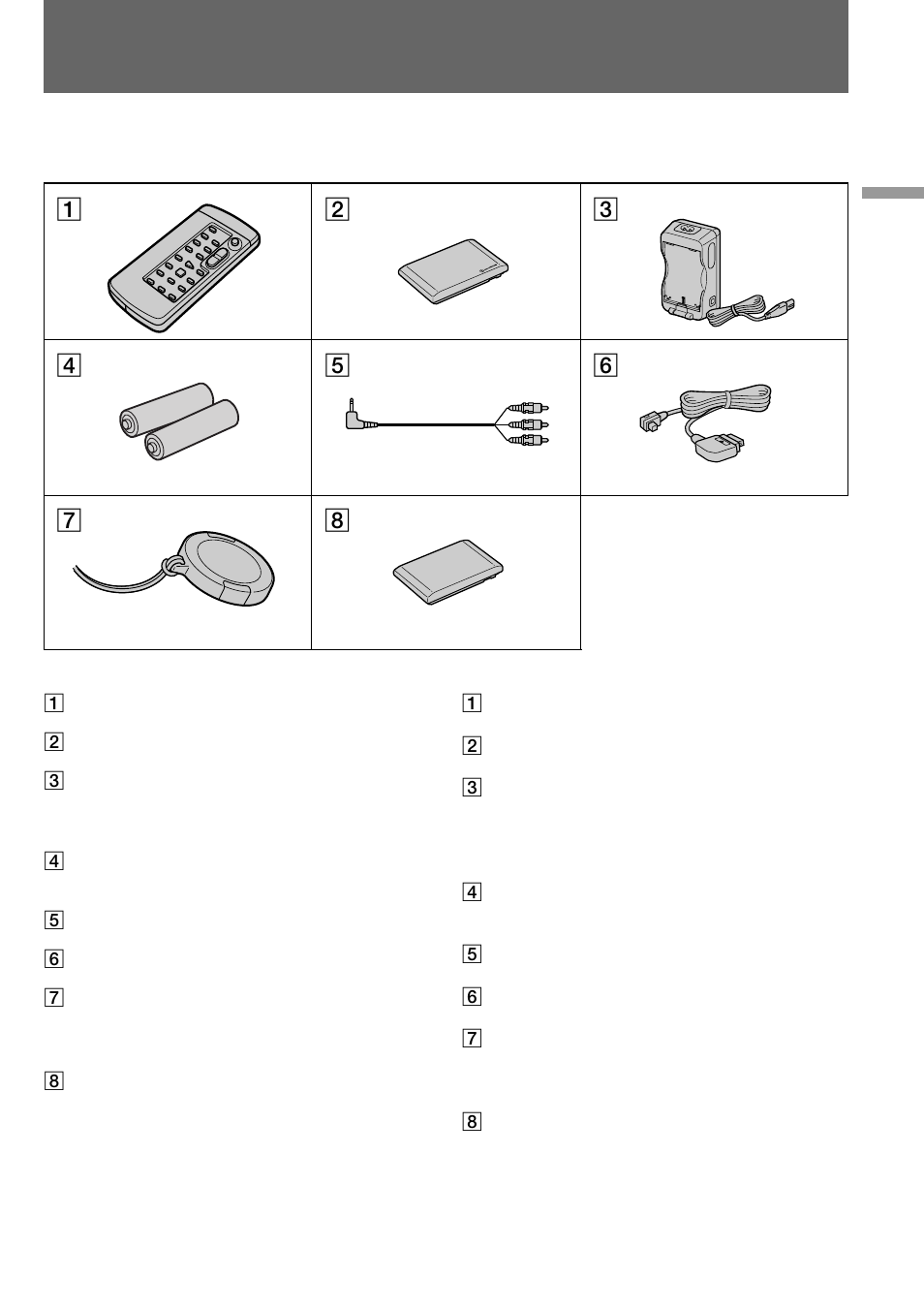 Checking supplied accessories, Comprobación de los accesorios suministrados | Nikon DCR-PC10 User Manual | Page 7 / 124