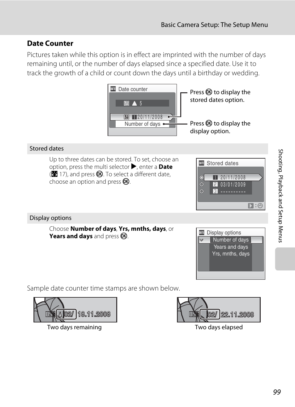 Date counter | Nikon CoolPix S202 User Manual | Page 111 / 144