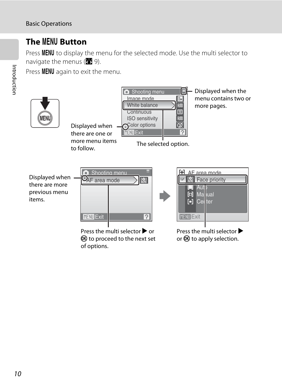 The menu button, D button, The d button | Nikon CoolPix S202 User Manual | Page 22 / 144