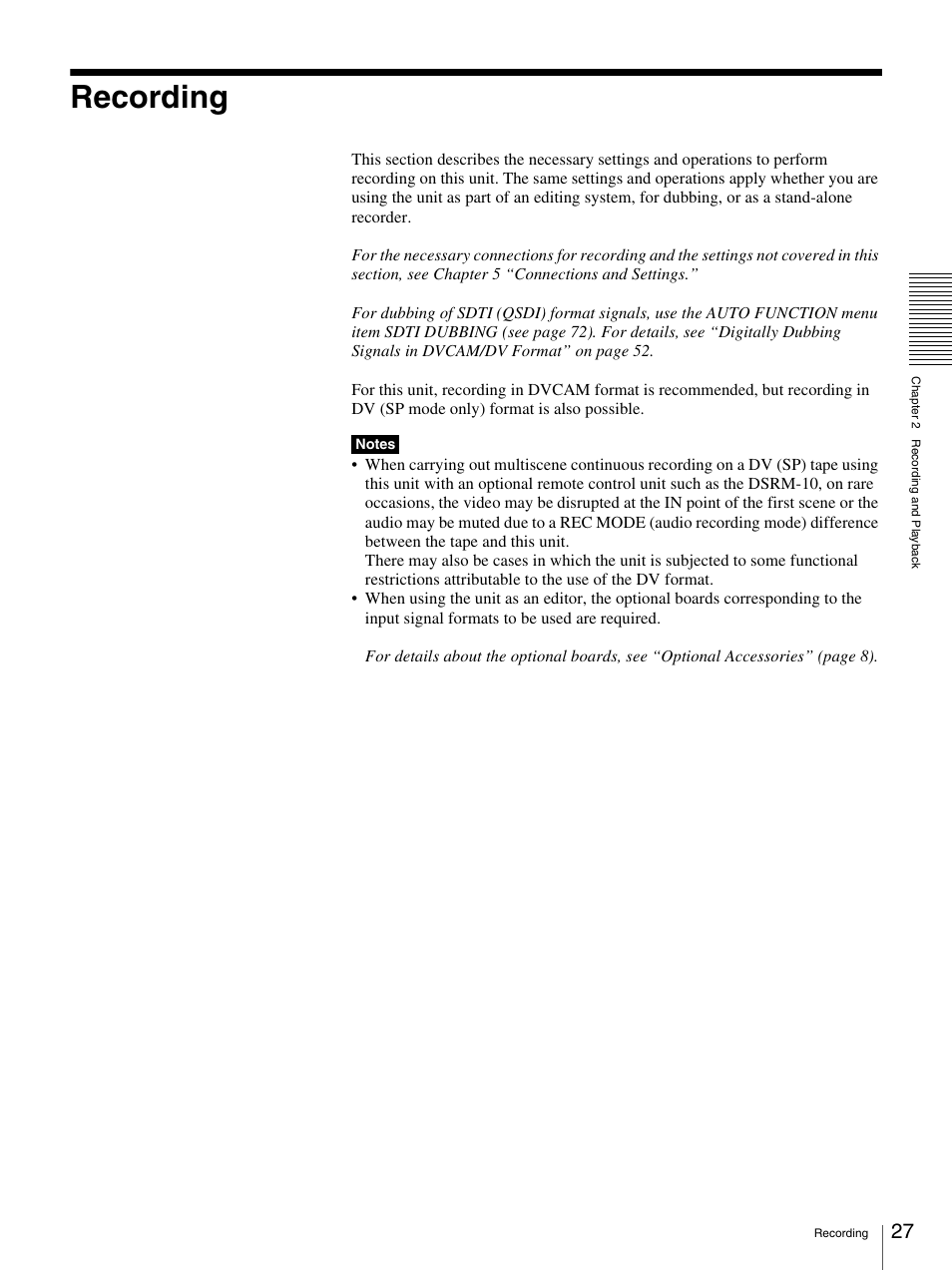 Recording | Nikon DSR-1500AP User Manual | Page 27 / 112