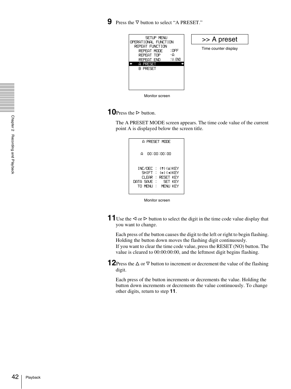 A preset | Nikon DSR-1500AP User Manual | Page 42 / 112