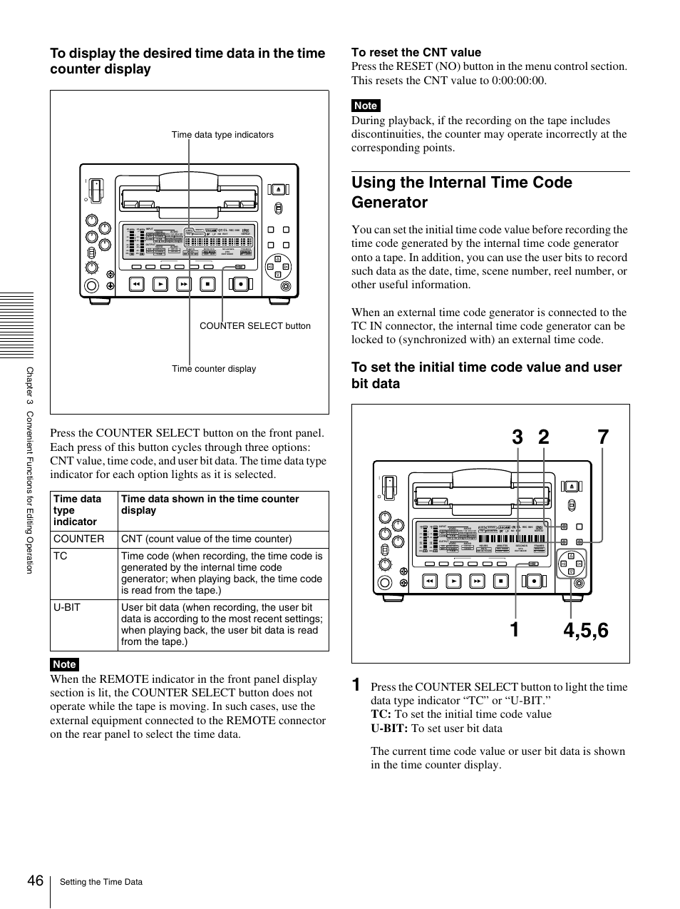 Using the internal time code generator, Over | Nikon DSR-1500AP User Manual | Page 46 / 112