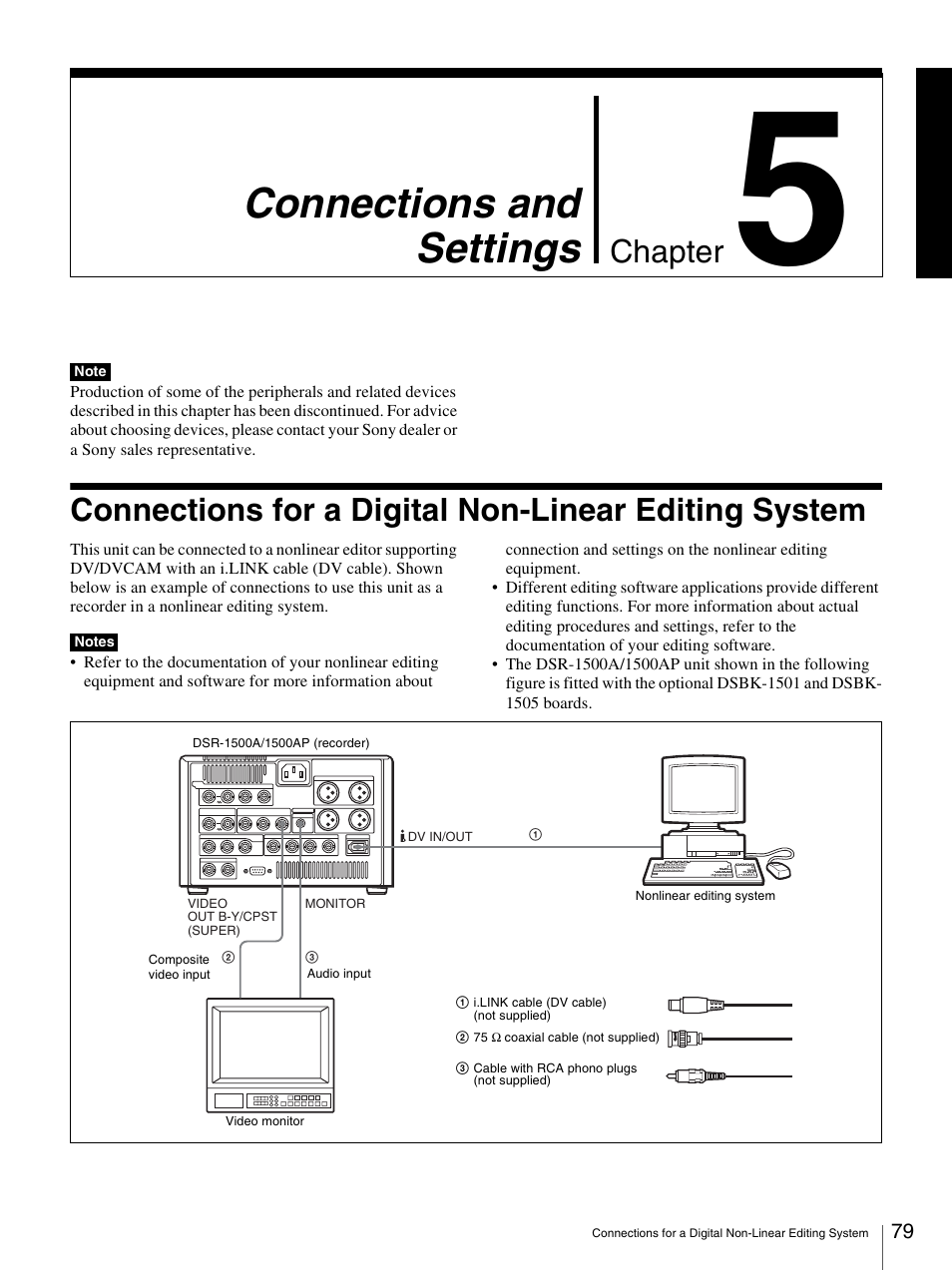 Chapter 5 connections and settings, 5 “connections and settings, Connections and settings | Chapter | Nikon DSR-1500AP User Manual | Page 79 / 112