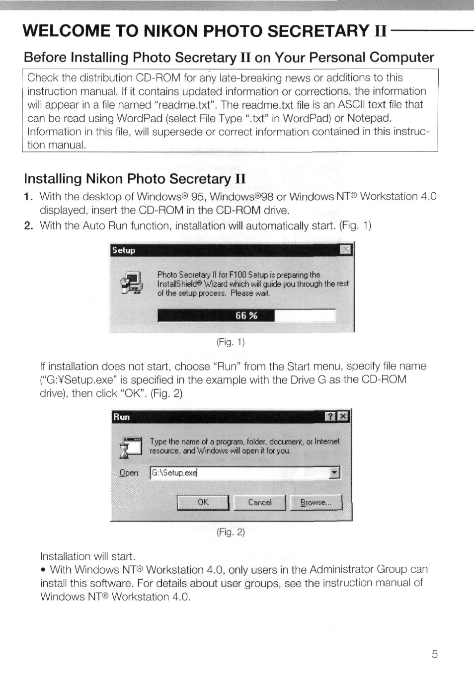 Installing nikon photo secretary ii | Nikon AC-2WE User Manual | Page 18 / 65