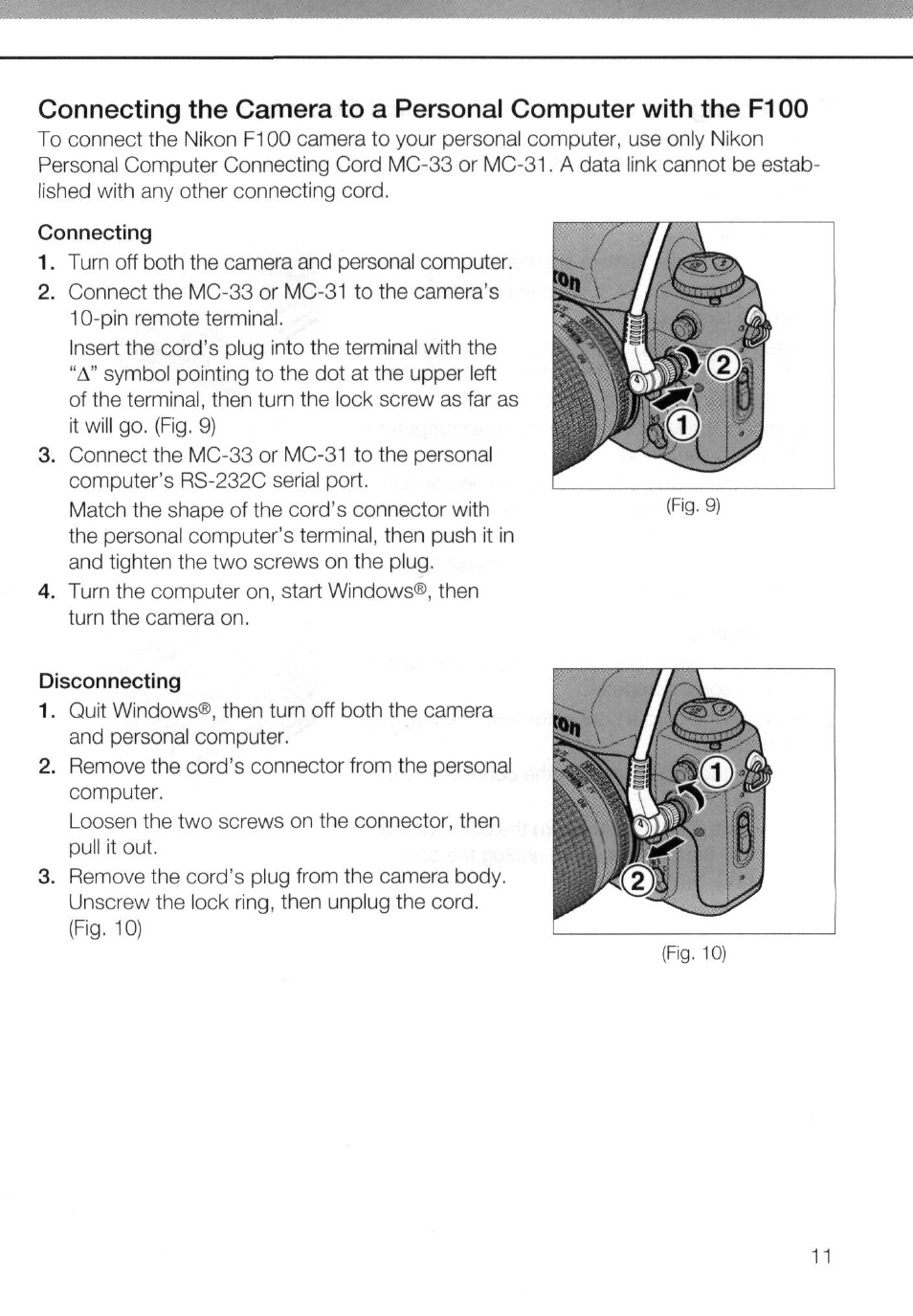 Disconnecting | Nikon AC-2WE User Manual | Page 24 / 65