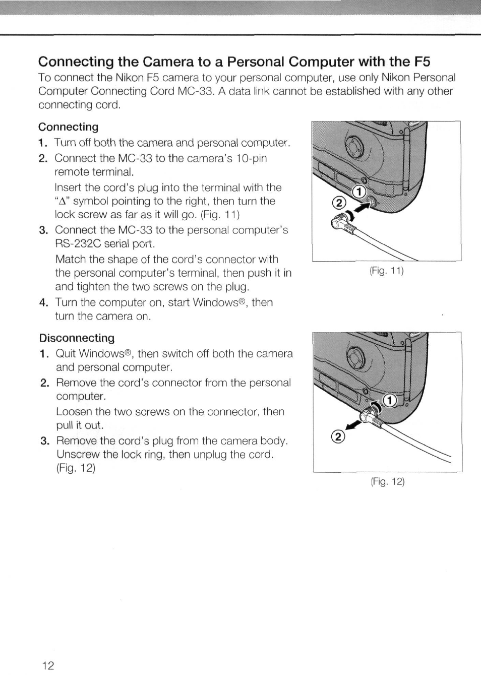 Connecting, Disconnecting | Nikon AC-2WE User Manual | Page 25 / 65