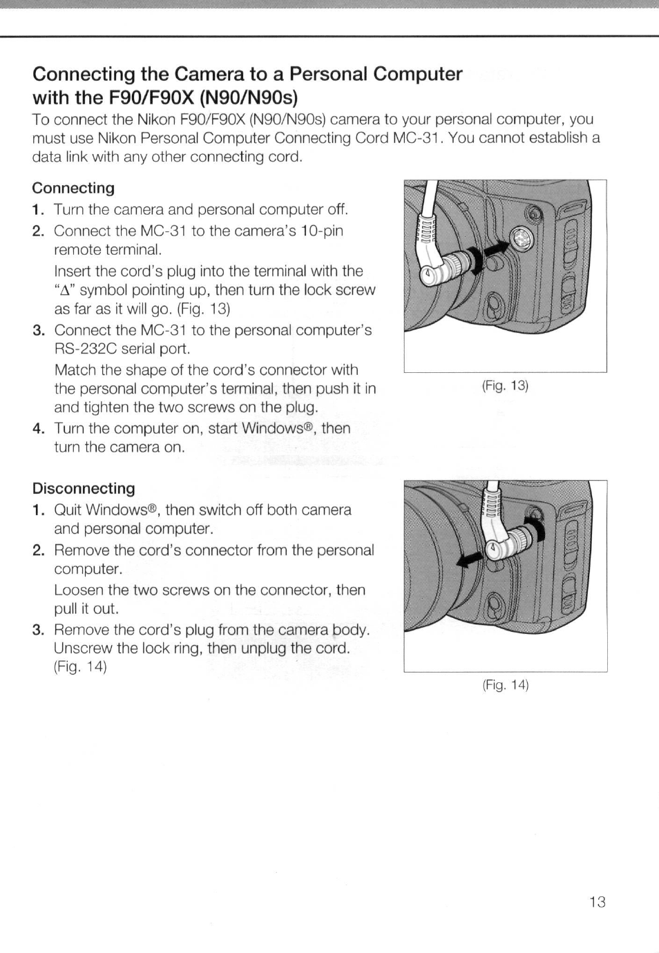 Connecting, Disconnecting | Nikon AC-2WE User Manual | Page 26 / 65