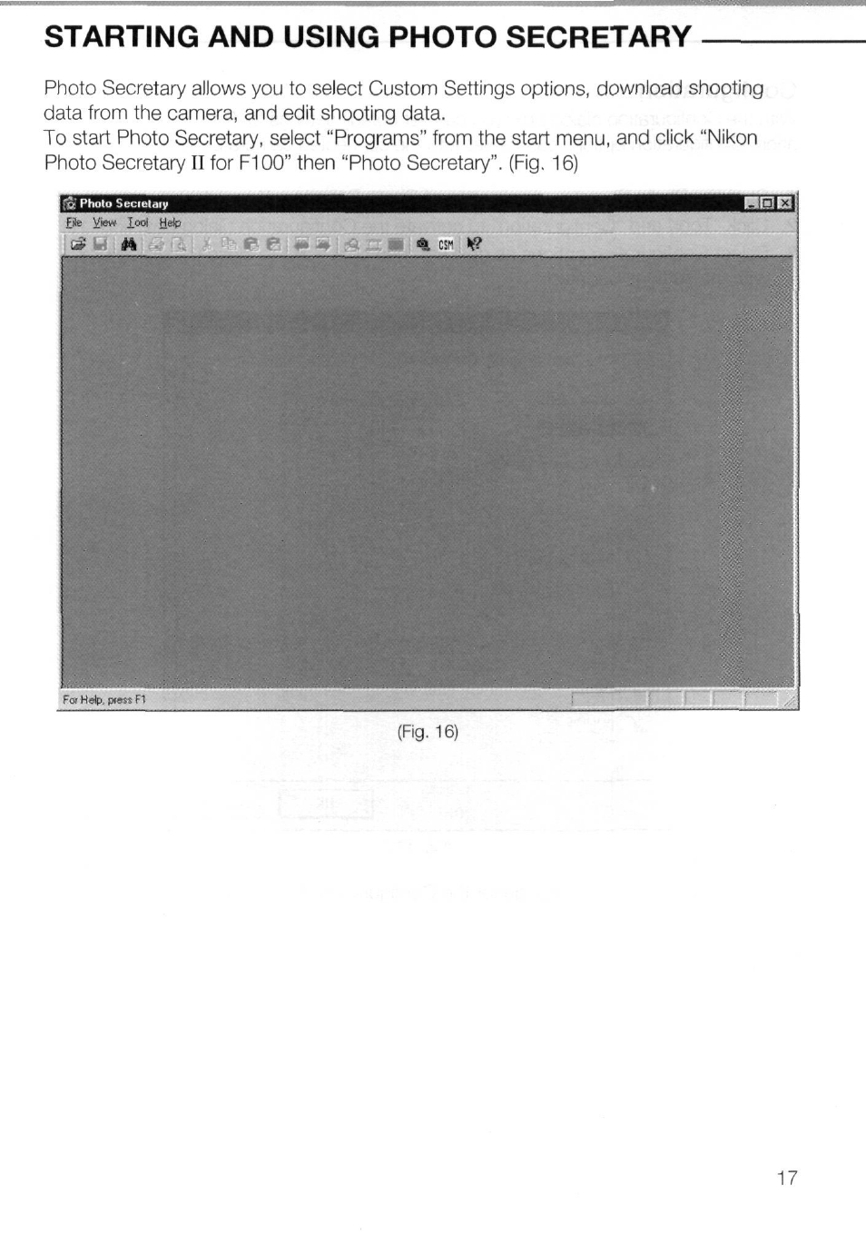 Starting and using photo secretary | Nikon AC-2WE User Manual | Page 30 / 65