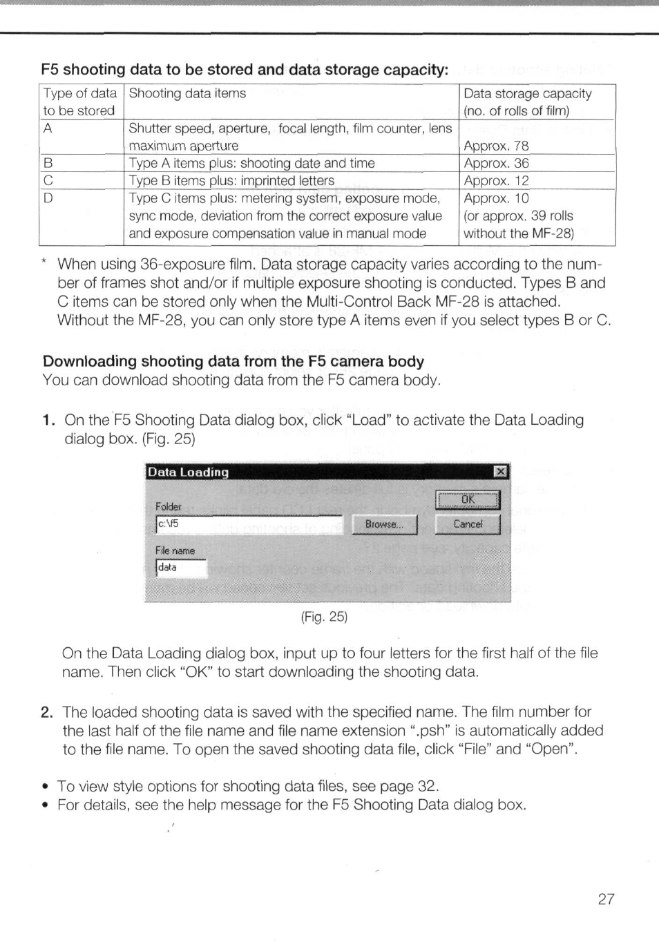Downloading shooting data from the f5 camera body | Nikon AC-2WE User Manual | Page 40 / 65