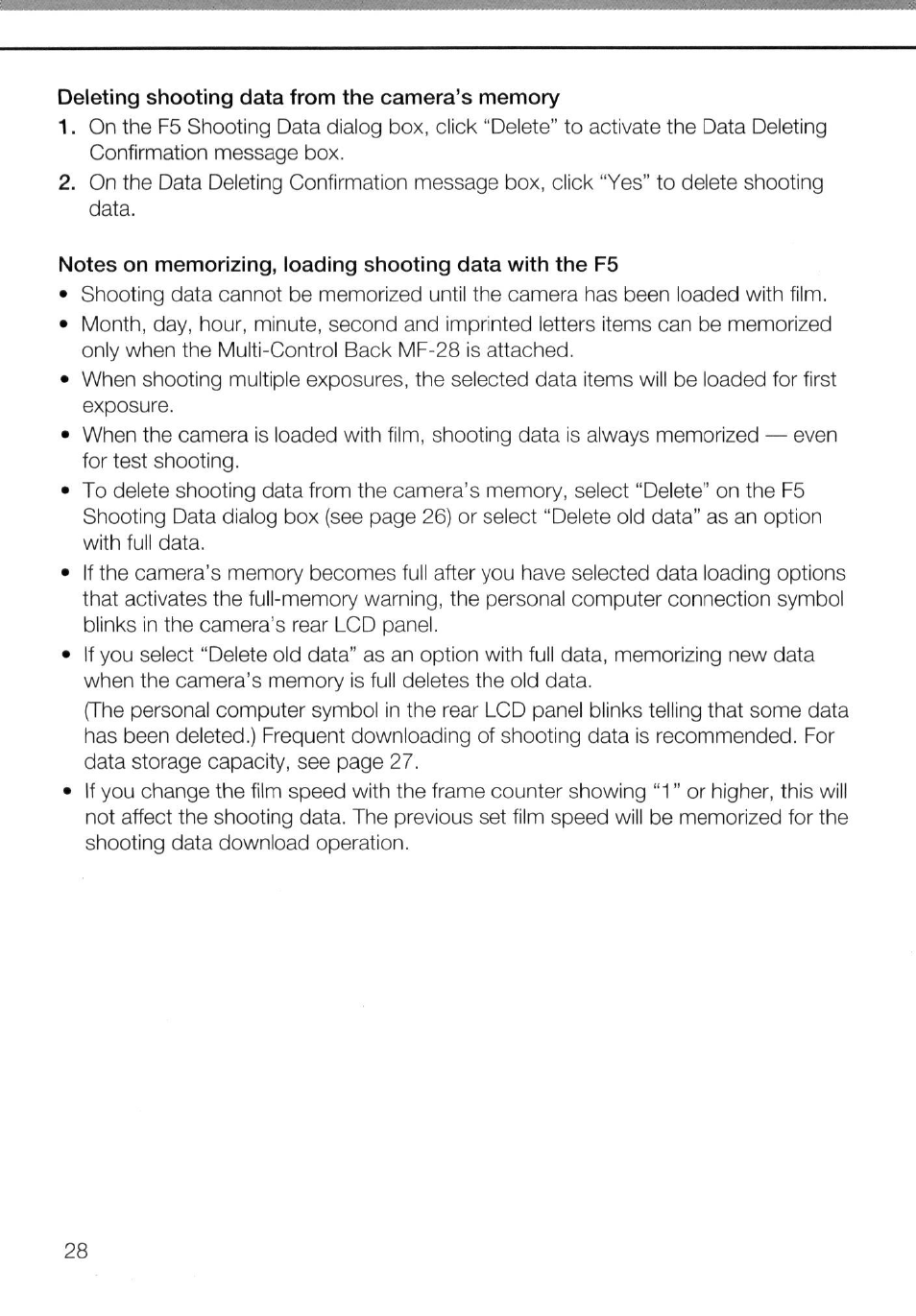 Deleting shooting data from the camera's memory | Nikon AC-2WE User Manual | Page 41 / 65