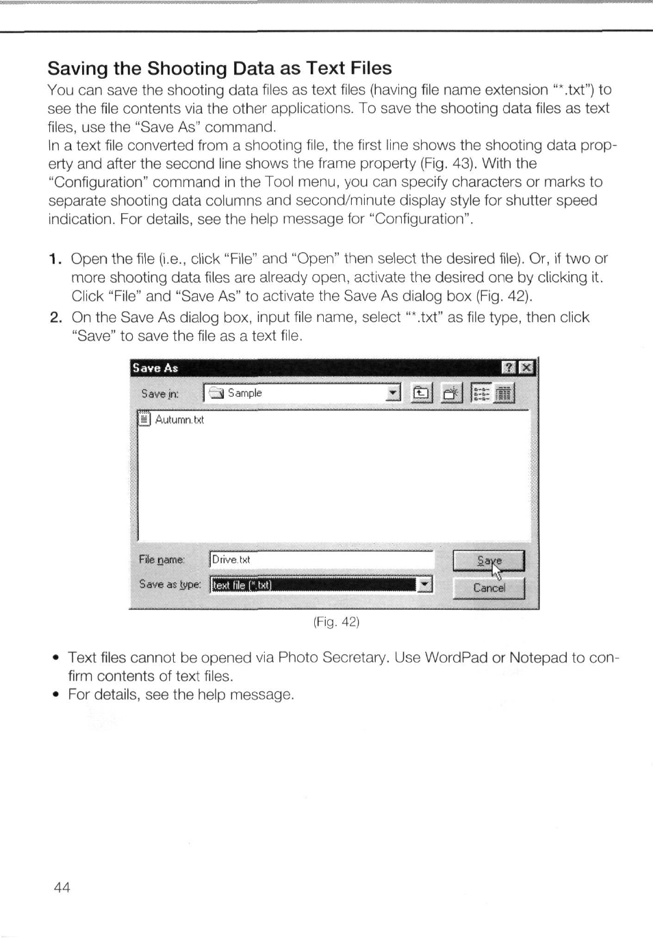 Saving the shooting data as text files | Nikon AC-2WE User Manual | Page 57 / 65