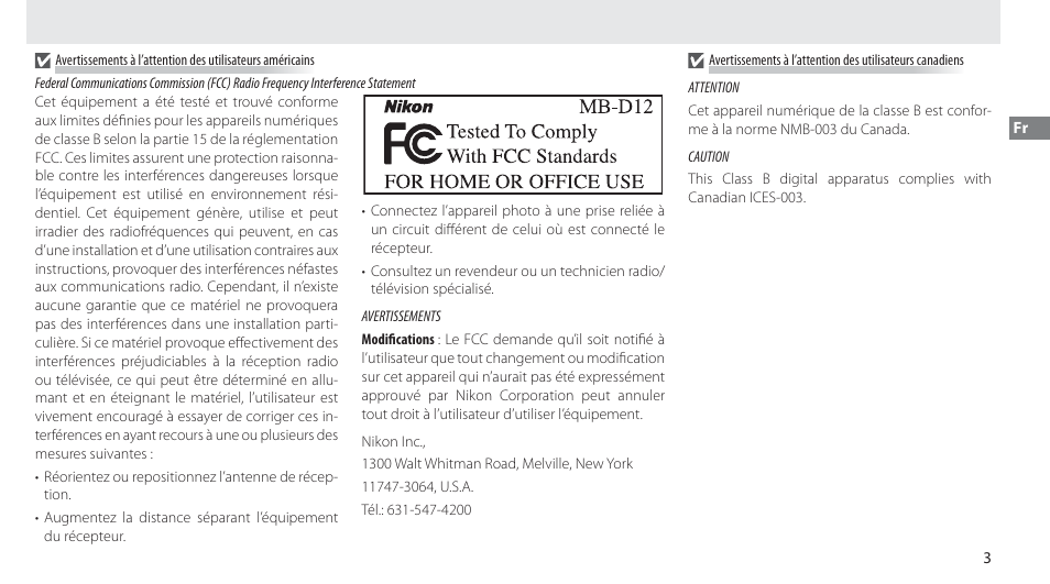 Nikon Multi-Power Battery Pack MB-D12 User Manual | Page 27 / 244