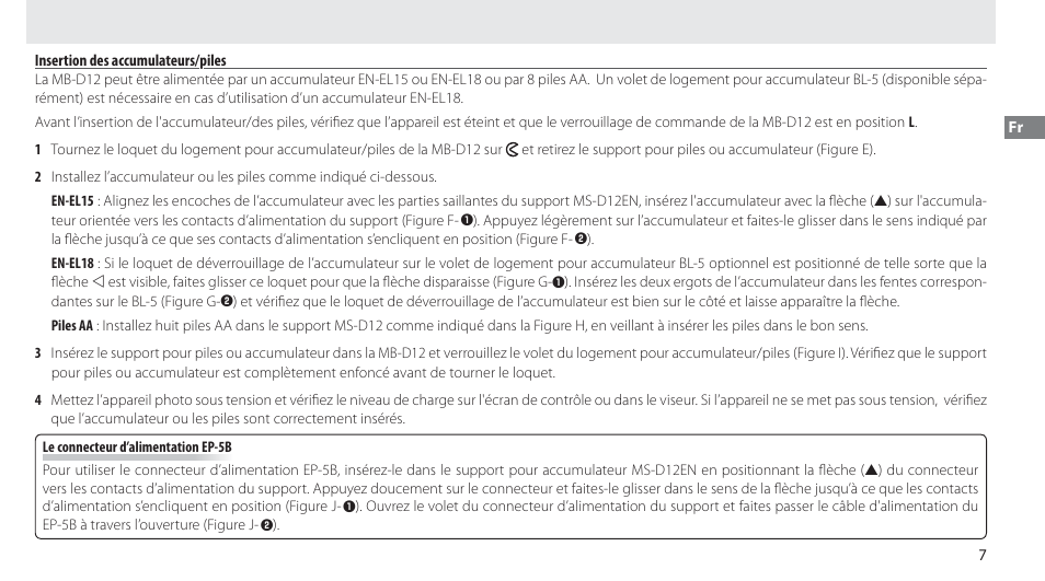 Insertion des accumulateurs/piles | Nikon Multi-Power Battery Pack MB-D12 User Manual | Page 31 / 244