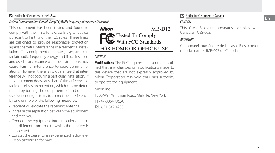 Nikon Multi-Power Battery Pack MB-D12 User Manual | Page 7 / 244