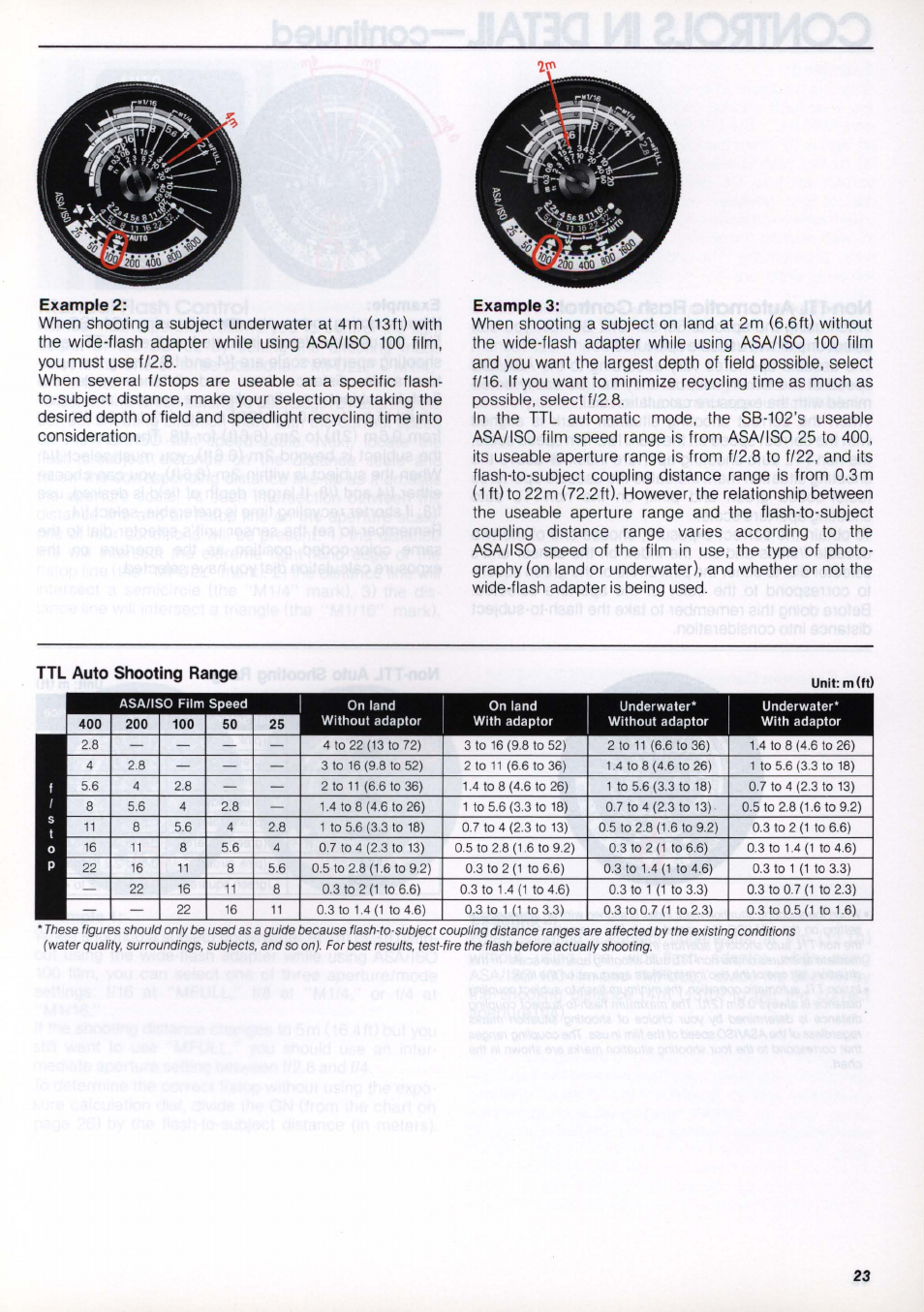 Example 3, Ttl auto shooting range | Nikon os Speedlight SB-102 User Manual | Page 23 / 36