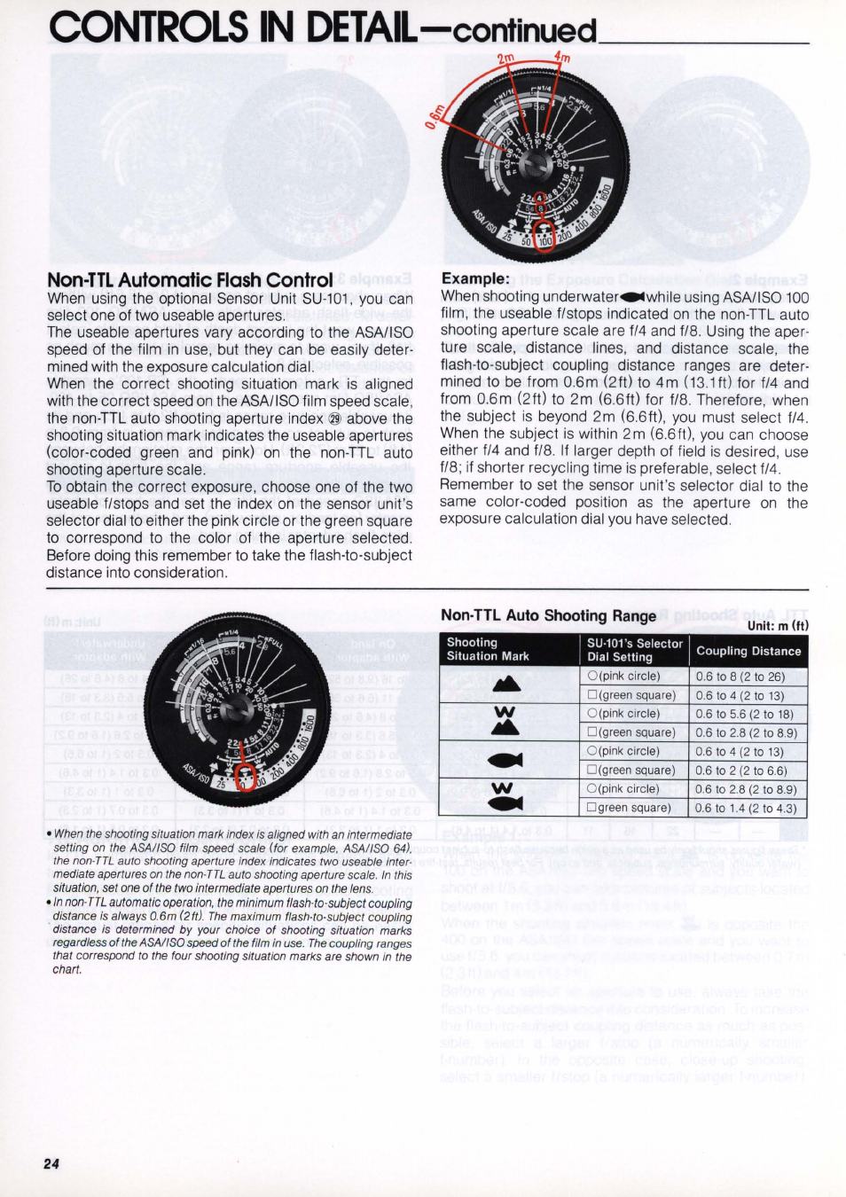 Non-ttl automatic flash control, Example, Ttl automatic flash control —23 | Controls in detail —continued | Nikon os Speedlight SB-102 User Manual | Page 24 / 36