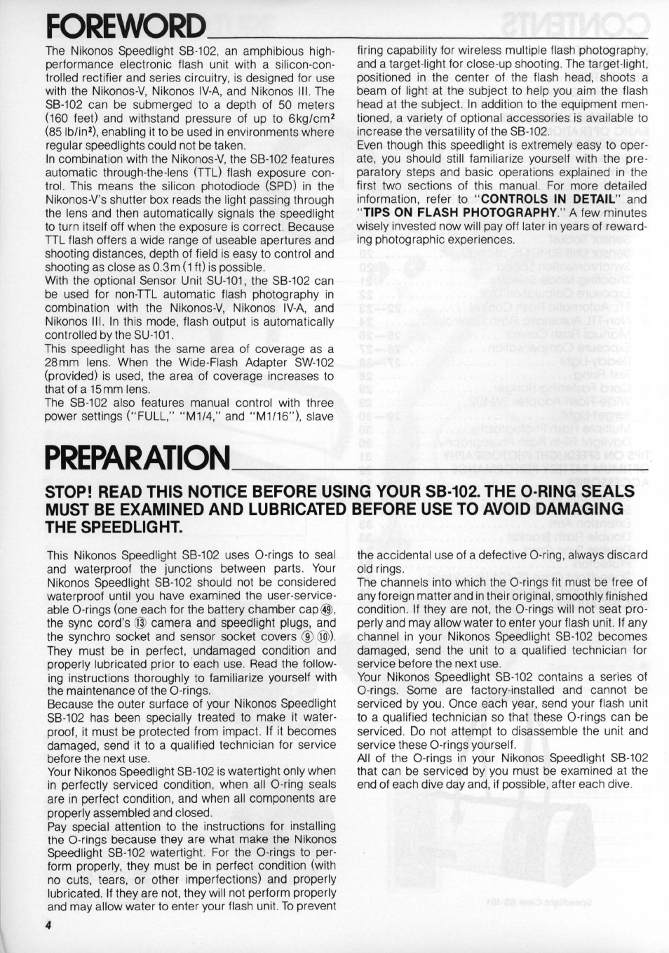 Foreword, Preparation, Preparation —6 | Nikon os Speedlight SB-102 User Manual | Page 4 / 36