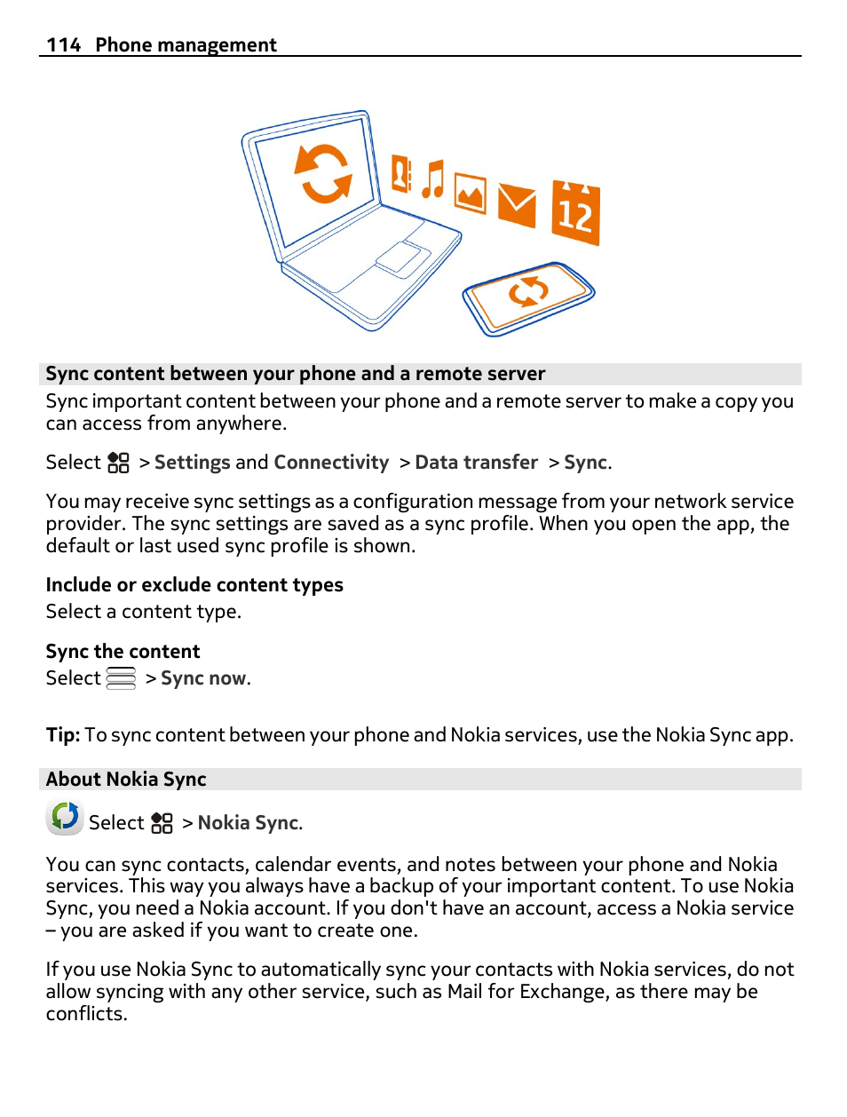 About nokia sync | Nikon Nokia C6-01 User Manual | Page 114 / 130