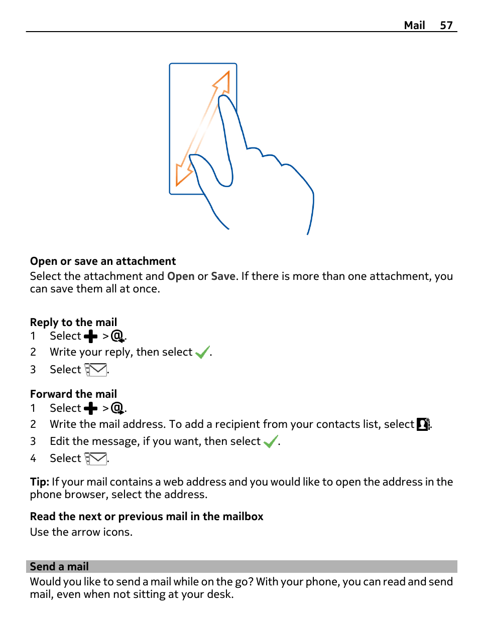 Send a mail | Nikon Nokia C6-01 User Manual | Page 57 / 130