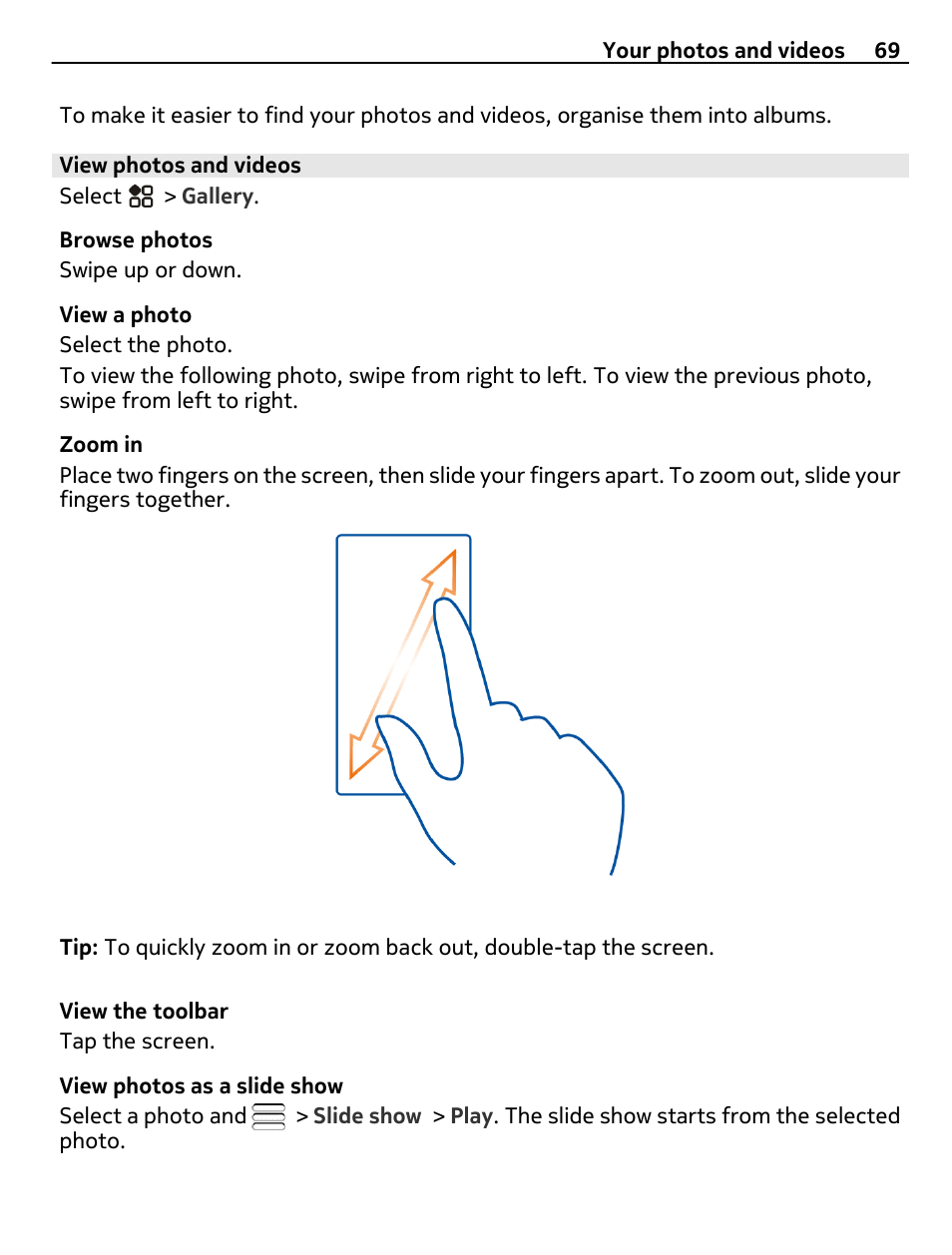 View photos and videos | Nikon Nokia C6-01 User Manual | Page 69 / 130