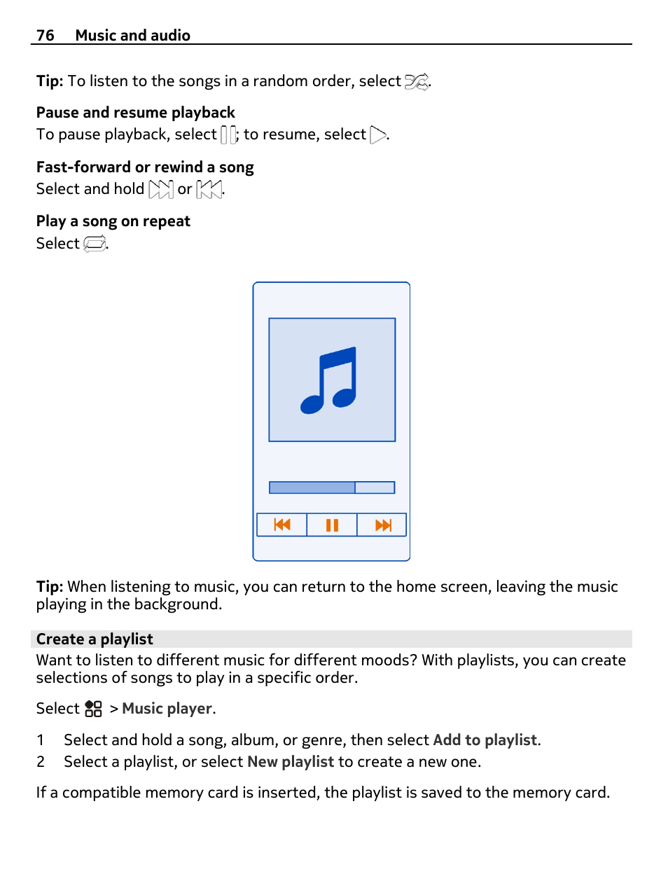 Create a playlist | Nikon Nokia C6-01 User Manual | Page 76 / 130