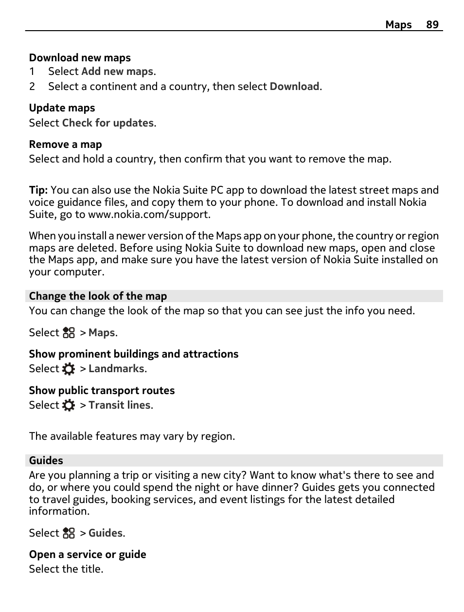 Change the look of the map, Guides | Nikon Nokia C6-01 User Manual | Page 89 / 130