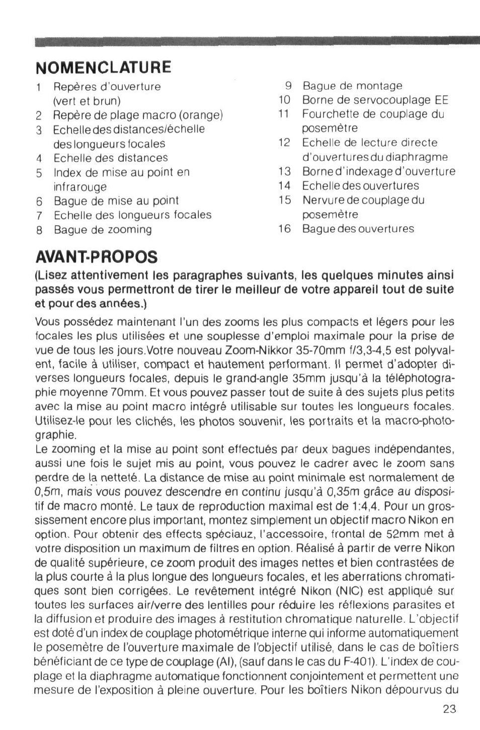 Technische daten | Nikon Zoom-Nikkor 35-70mm f User Manual | Page 23 / 49