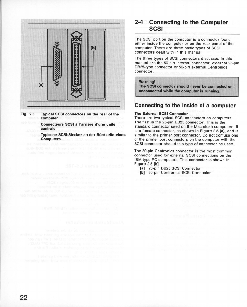 4 connecting to the computer scsi, Connecting to the inside of a computer | Nikon 35MM Film Scanner LS-10E User Manual | Page 22 / 82