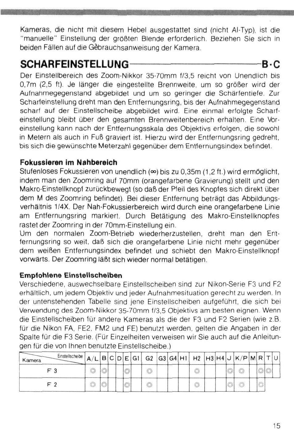 Scharfeinstellung, Scharfeinstellung- -bc | Nikon Camera Lens User Manual | Page 15 / 33