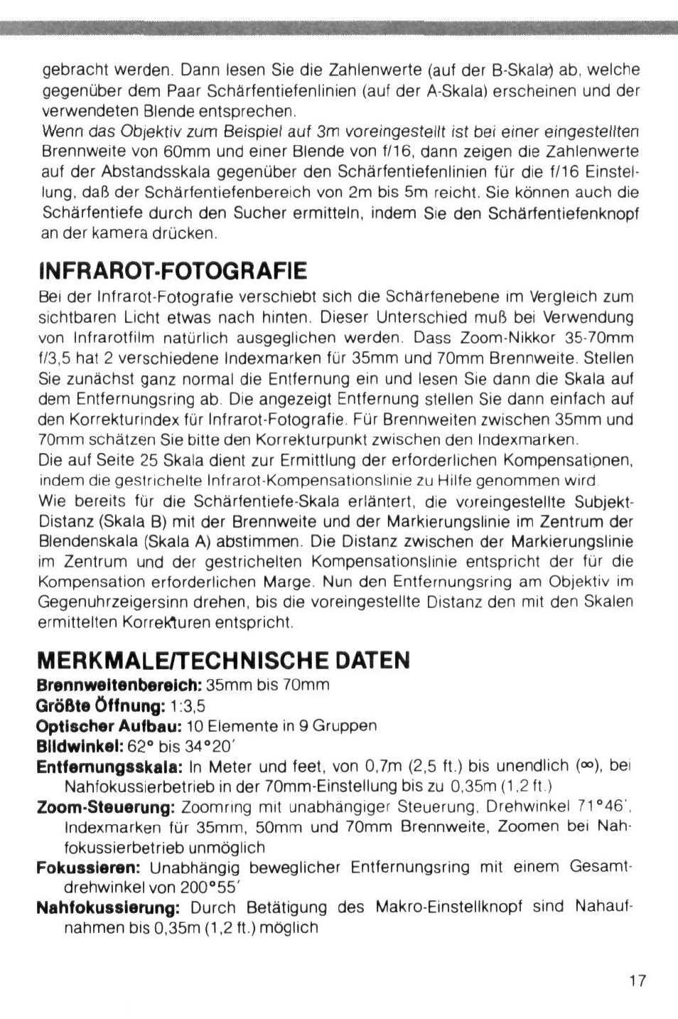 Infrarot-fotografie, Merkmale/techniscme daten | Nikon Camera Lens User Manual | Page 17 / 33