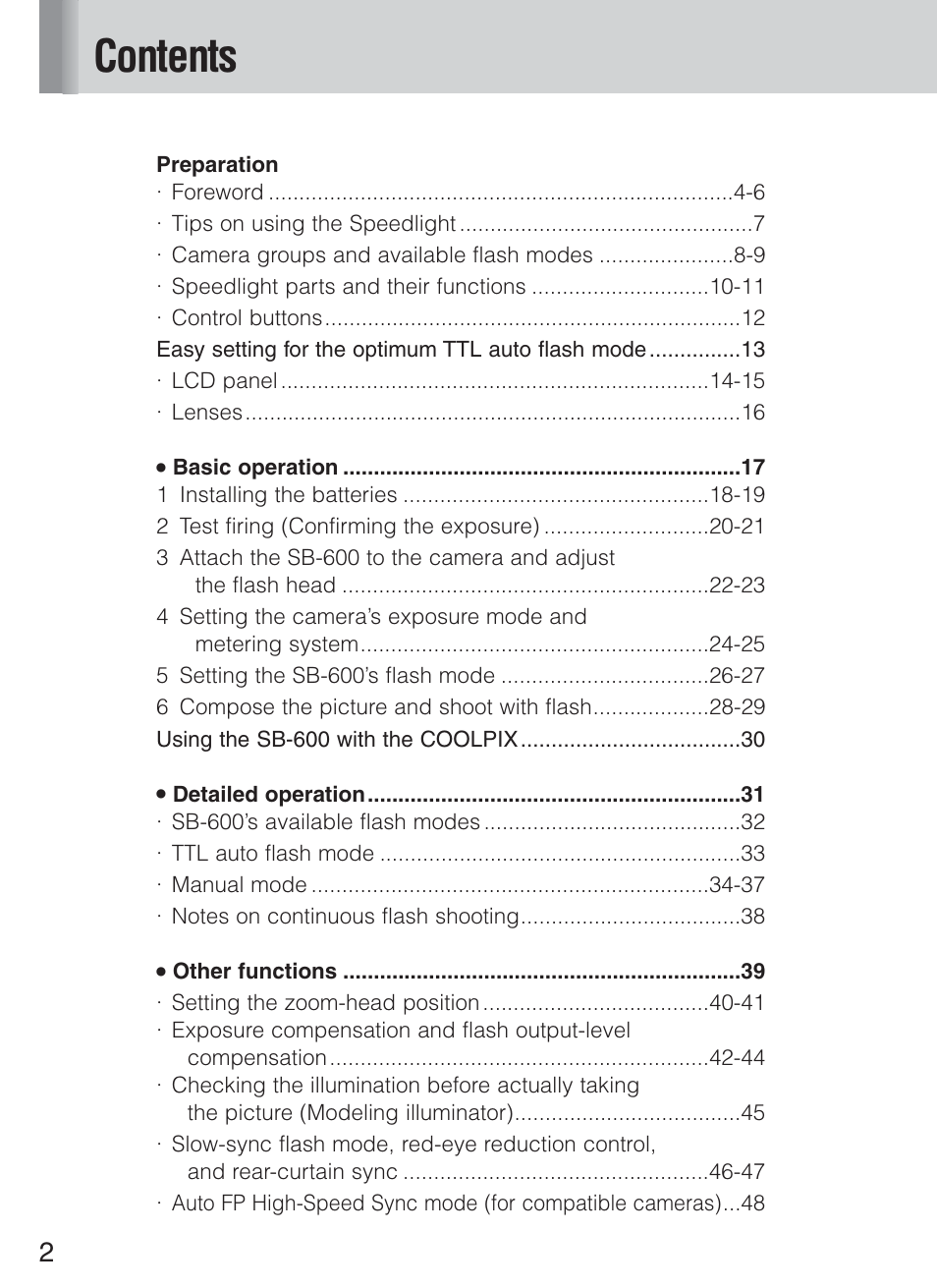 Nikon Speedlight SB-600 User Manual | Page 2 / 92