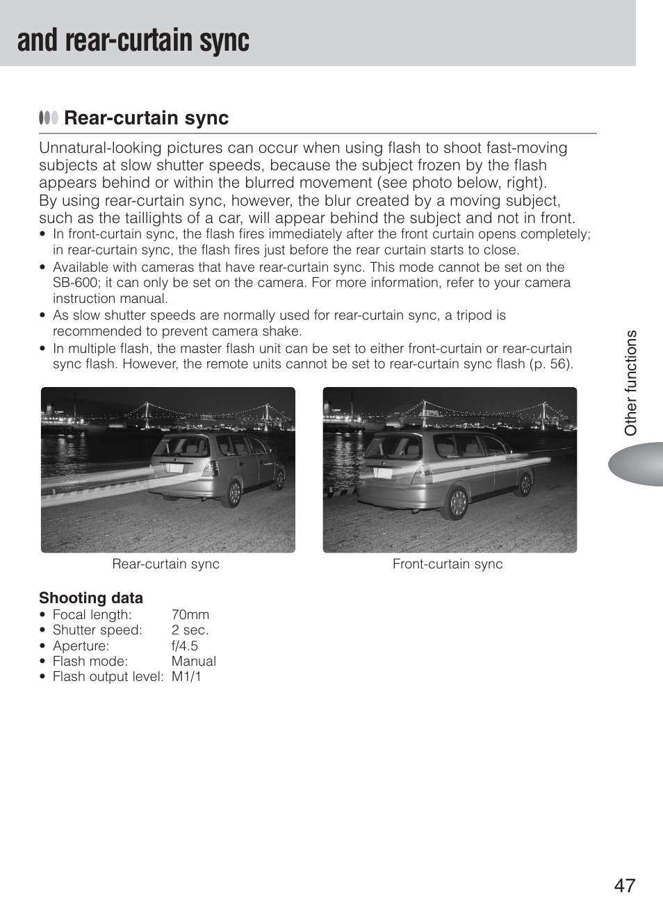 And rear-curtain sync, Rear-curtain sync | Nikon Speedlight SB-600 User Manual | Page 47 / 92