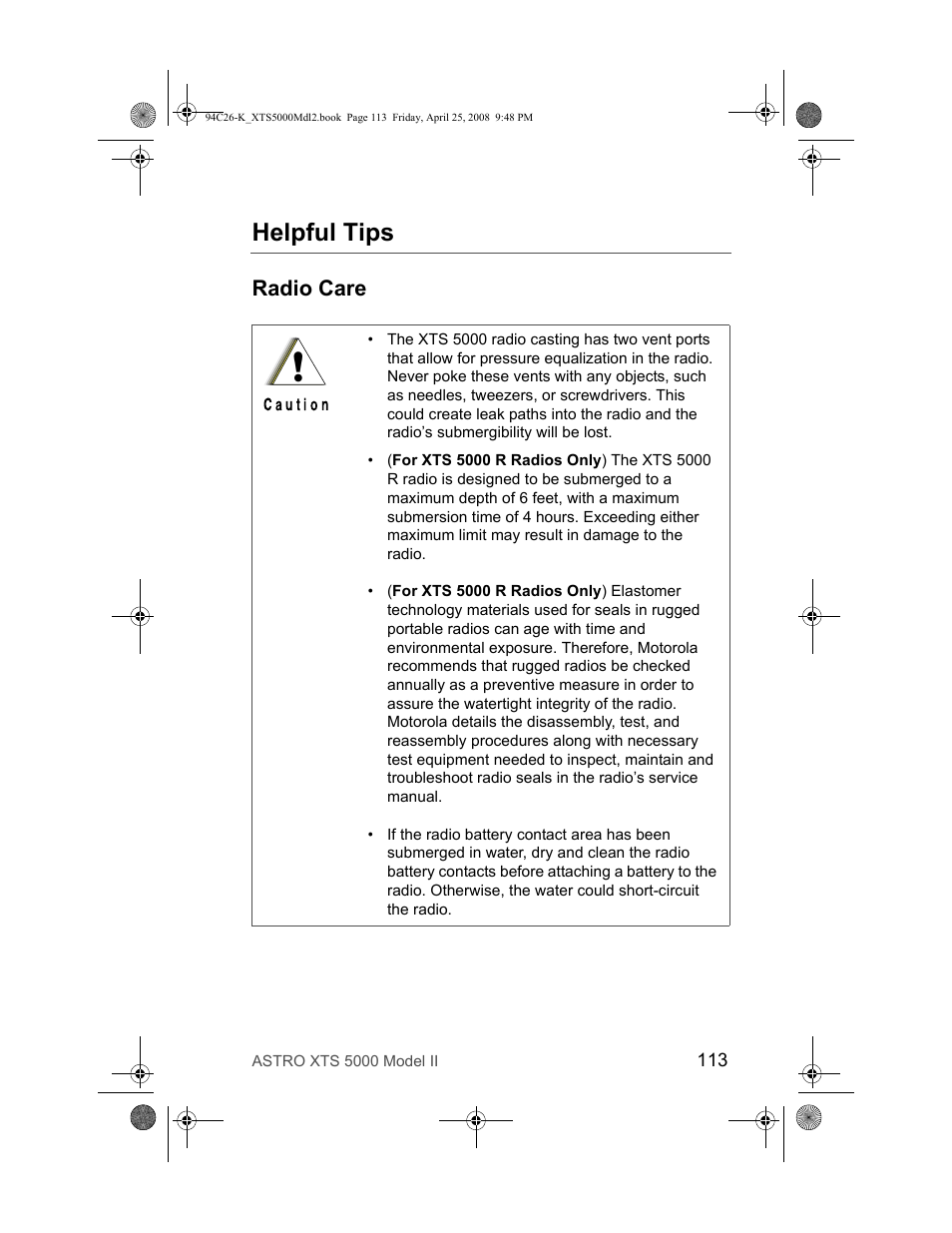 Helpful tips, Radio care | Nikon ASTRO XTS-5000 User Manual | Page 126 / 163