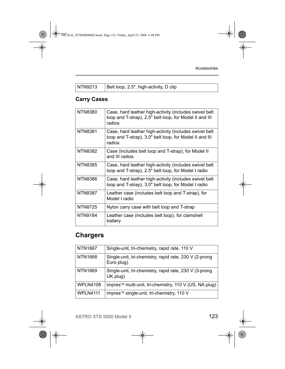Carry cases, Chargers | Nikon ASTRO XTS-5000 User Manual | Page 136 / 163