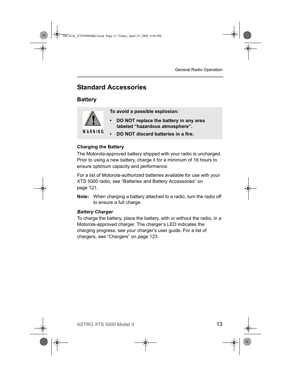 Standard accessories, Battery | Nikon ASTRO XTS-5000 User Manual | Page 26 / 163