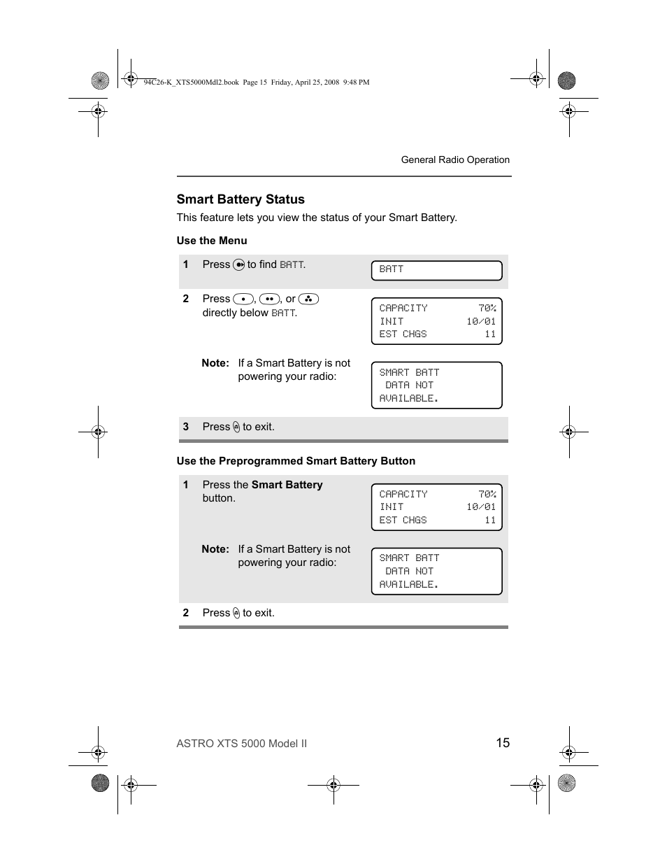 Smart battery status | Nikon ASTRO XTS-5000 User Manual | Page 28 / 163