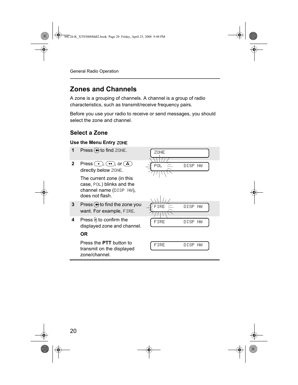 Zones and channels, Select a zone | Nikon ASTRO XTS-5000 User Manual | Page 33 / 163