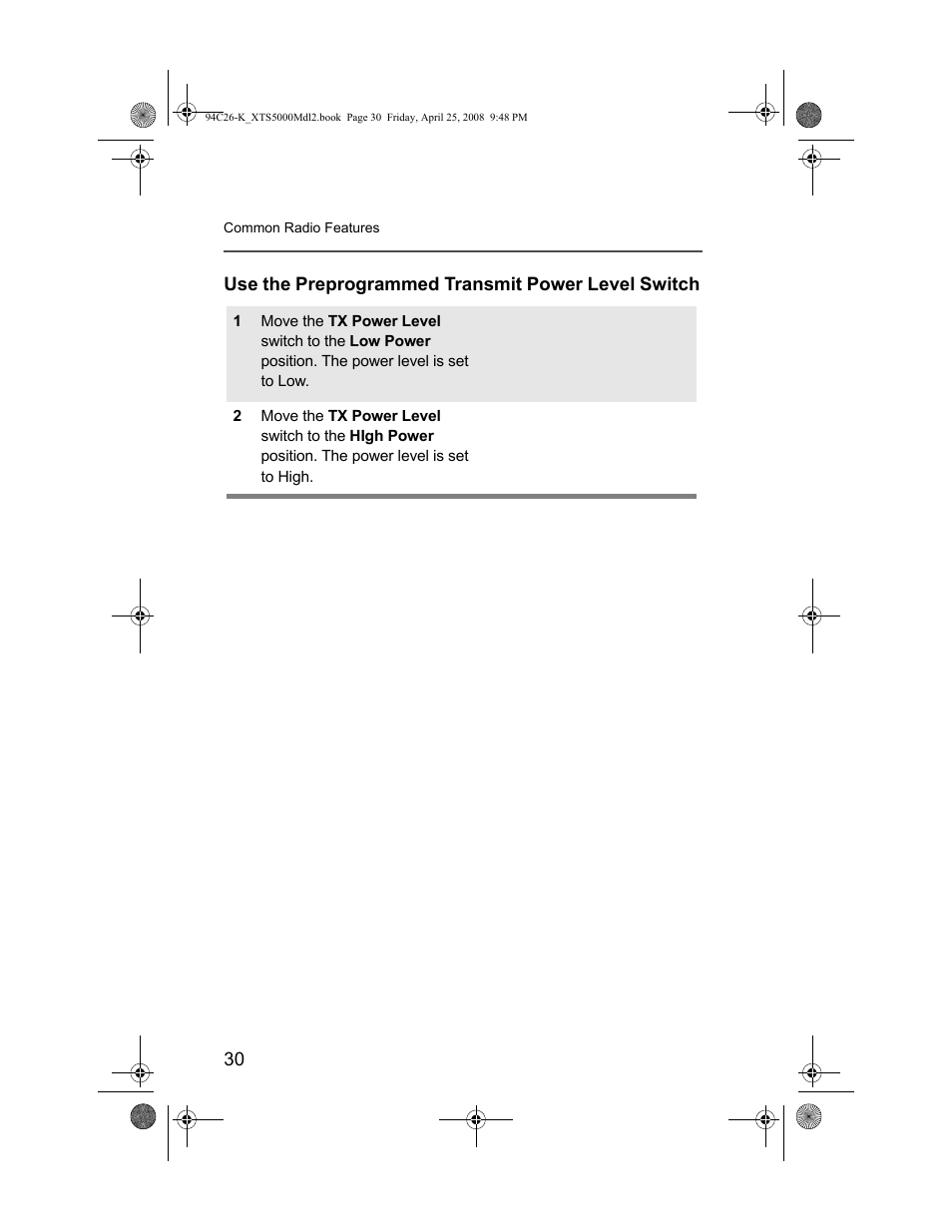 Use the preprogrammed transmit power level switch | Nikon ASTRO XTS-5000 User Manual | Page 43 / 163