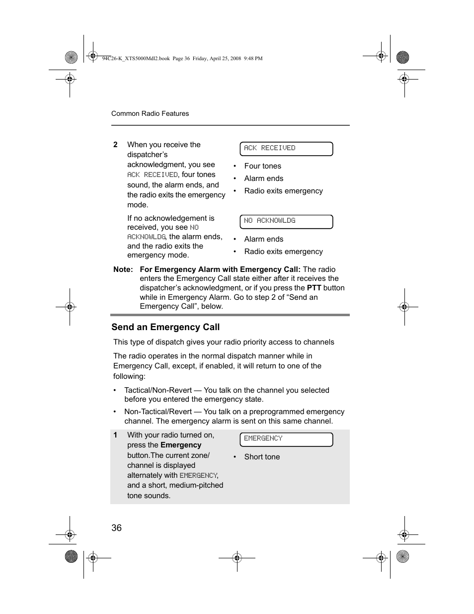 Send an emergency call | Nikon ASTRO XTS-5000 User Manual | Page 49 / 163