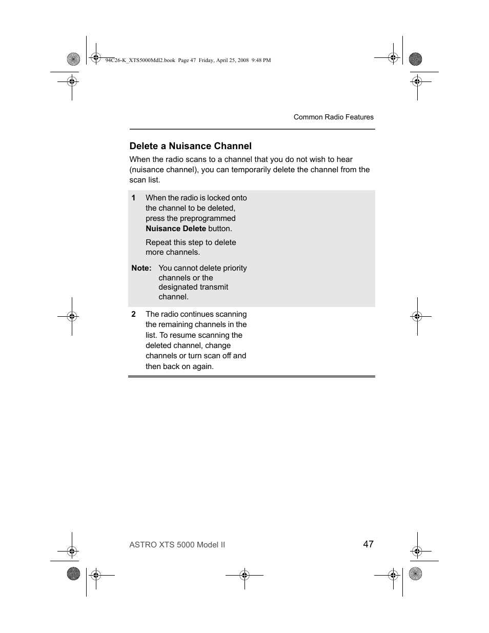 Delete a nuisance channel | Nikon ASTRO XTS-5000 User Manual | Page 60 / 163