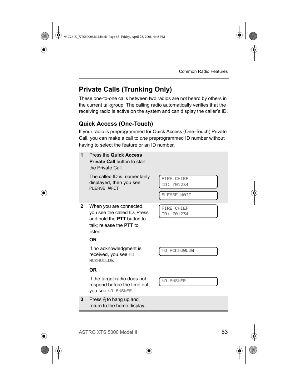 Private calls (trunking only), Quick access (one-touch) | Nikon ASTRO XTS-5000 User Manual | Page 66 / 163