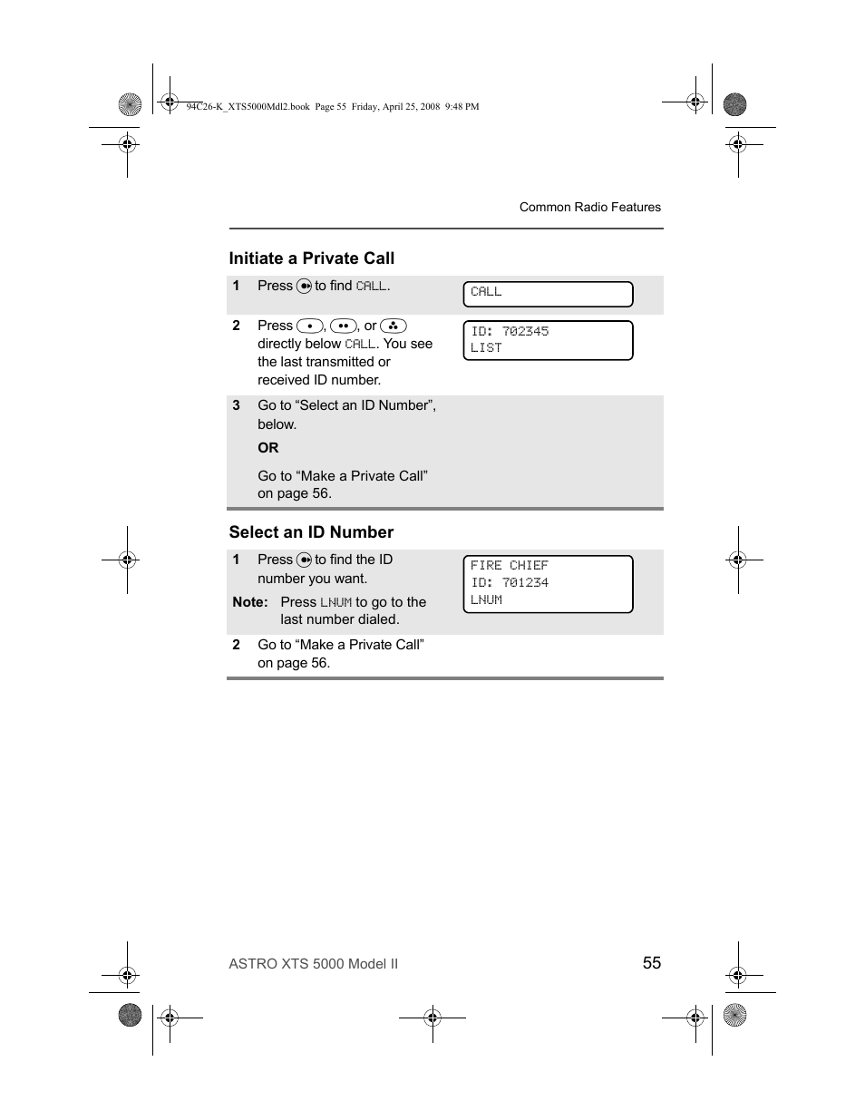 Initiate a private call, Select an id number, Initiate a private call select an id number | Nikon ASTRO XTS-5000 User Manual | Page 68 / 163