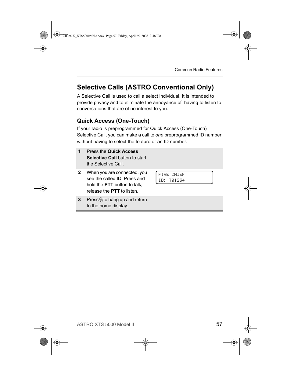 Selective calls (astro conventional only), Quick access (one-touch) | Nikon ASTRO XTS-5000 User Manual | Page 70 / 163