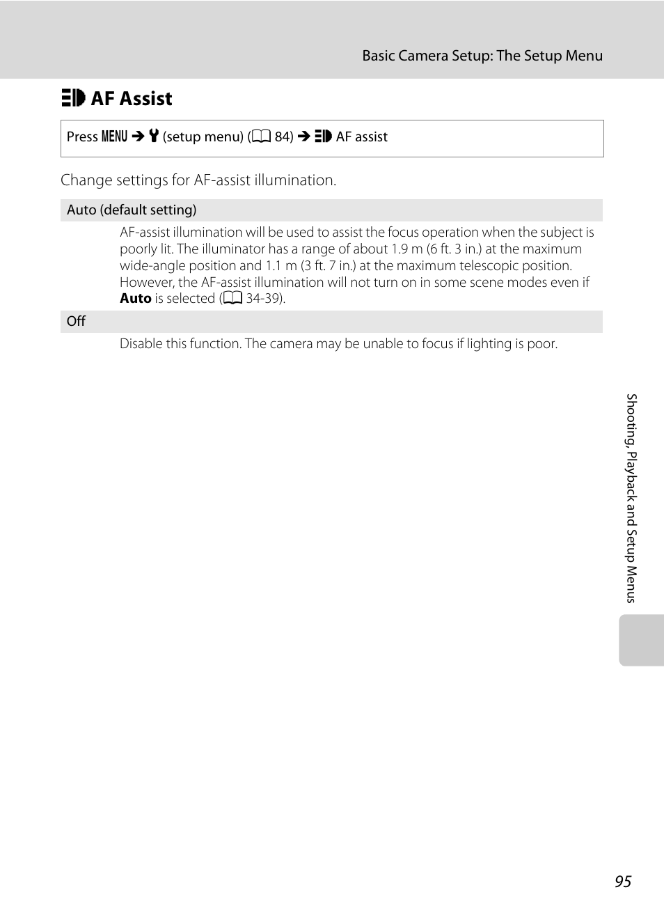 Af assist, H af assist, A 95) may l | R (a 95) does not, A 95 | Nikon Coolpix L24 User Manual | Page 107 / 144