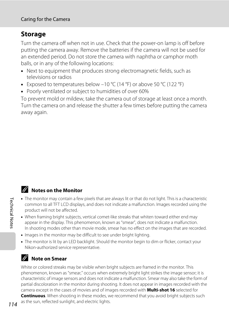 Storage, Ear (a 114, A 114) | Nikon Coolpix L24 User Manual | Page 126 / 144