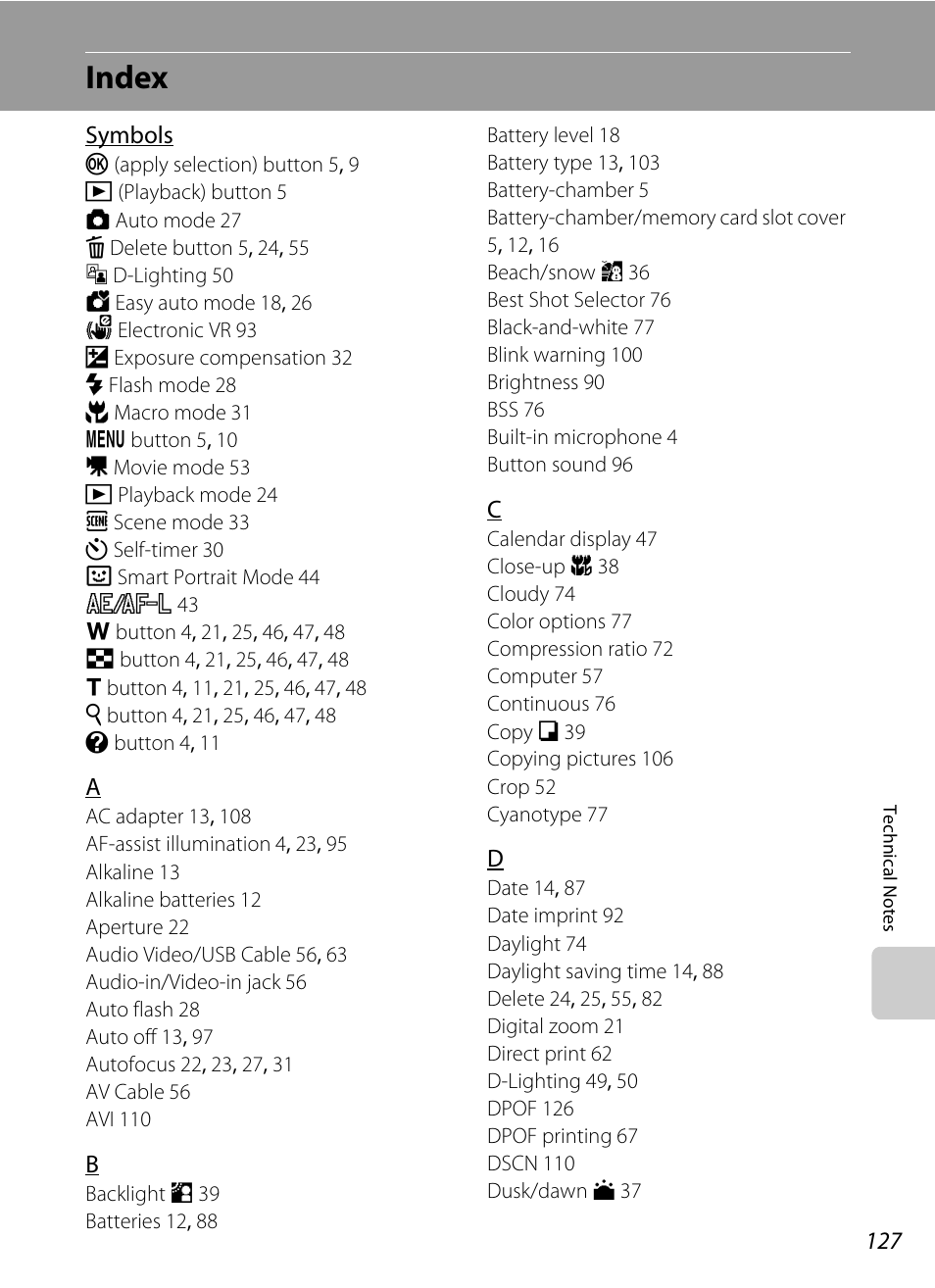 Index | Nikon Coolpix L24 User Manual | Page 139 / 144