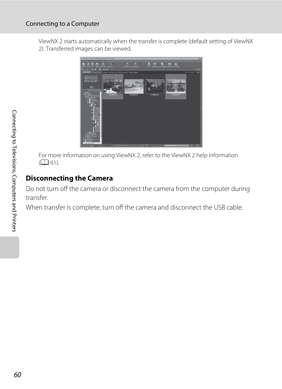 Disconnecting the camera | Nikon Coolpix L24 User Manual | Page 72 / 144