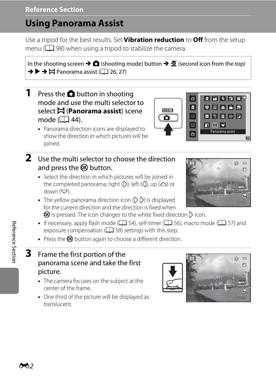 Using panorama assist | Nikon S1200PJ User Manual | Page 120 / 228