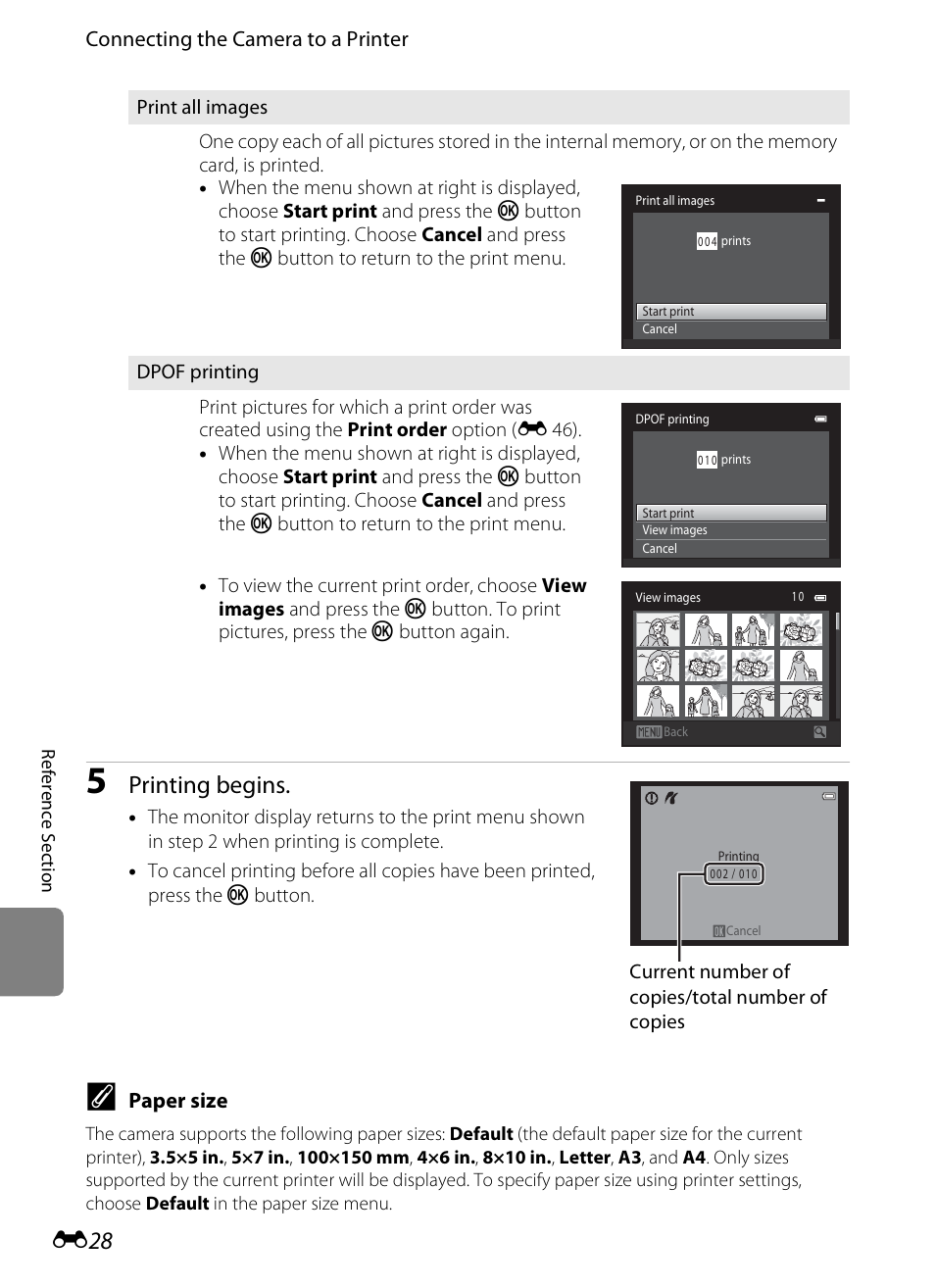 Printing begins | Nikon S1200PJ User Manual | Page 146 / 228